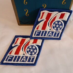 2 Original 1976 Sew On Embroidered Patches for FIAT Unused